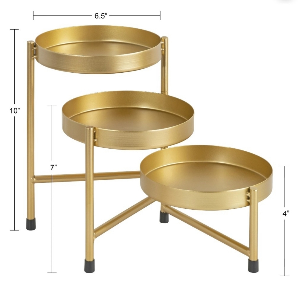 Kate and Laurel Finn Modern Tri-Level  Stand, 7.25 x 7.25 x 10, Gold,...